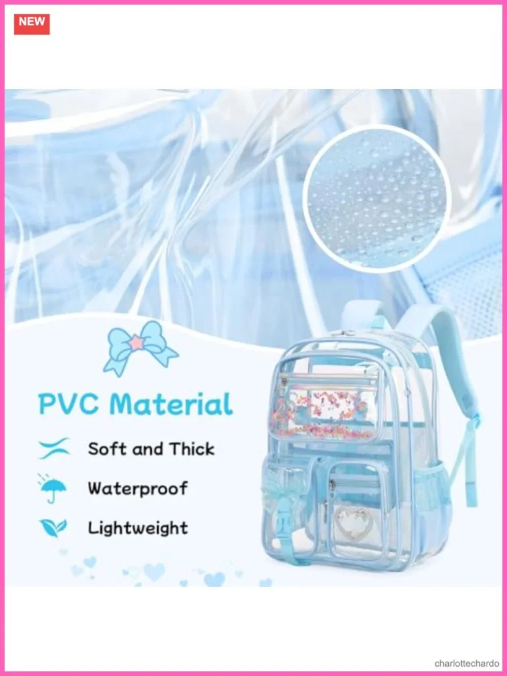 Clear Backpack for Girls, Heavy Duty Transparent Bookbag for Stadium Events &